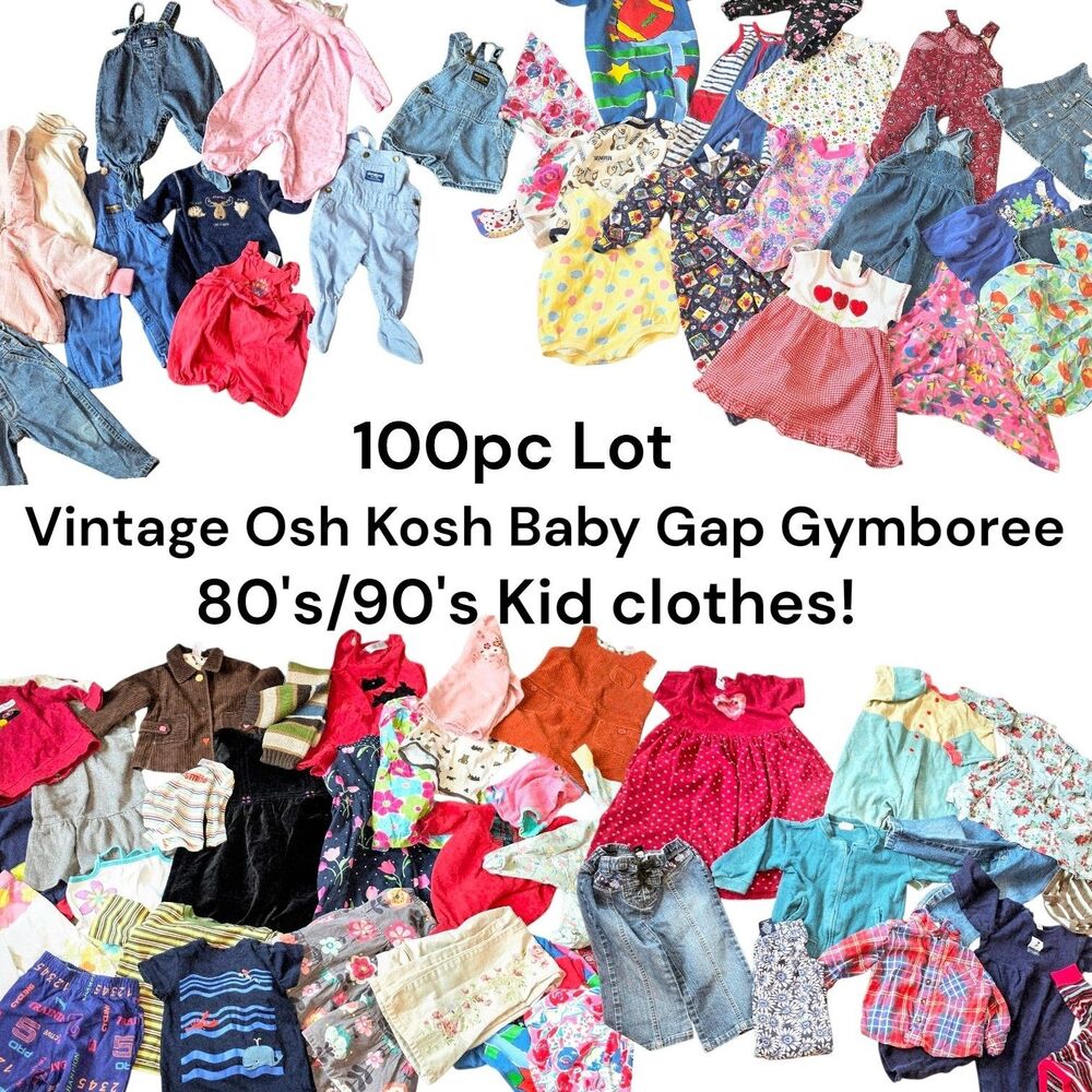 Vintage OSH KOSH BABY GAP GYMBOREE 80's 90's 100pc Lot Rompers Overalls Dresses